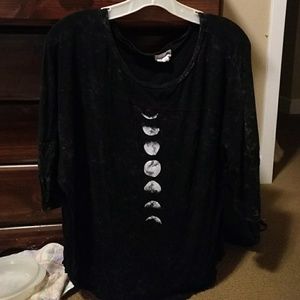 Bleach Splattered Moon Phases Side Cut Shirt